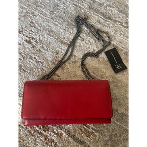 Vibrant Red Clutch with Chain Strap